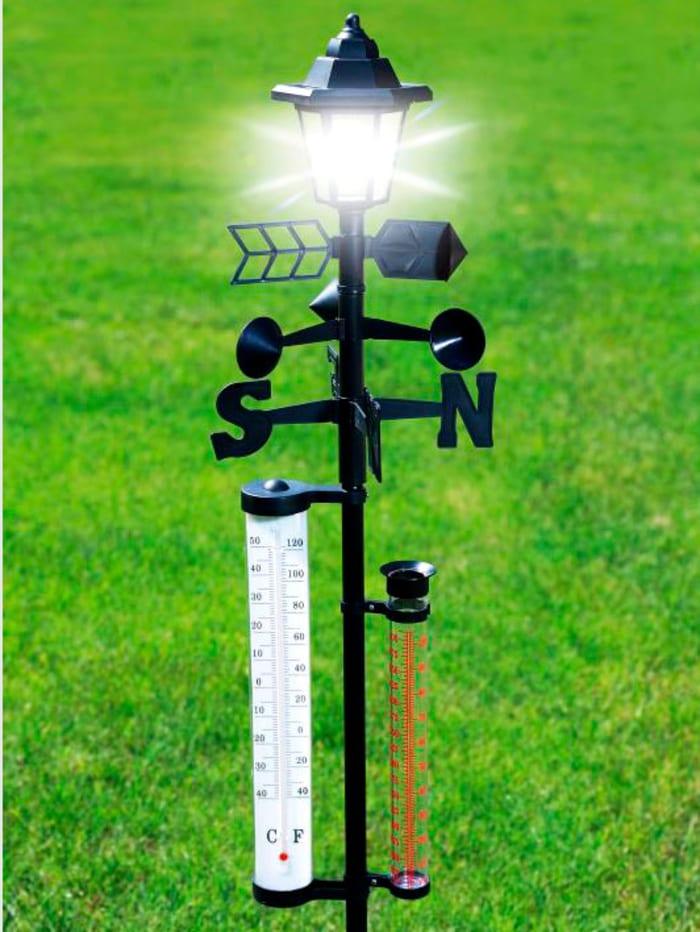 Station météo solaire avec lanterne, Noir