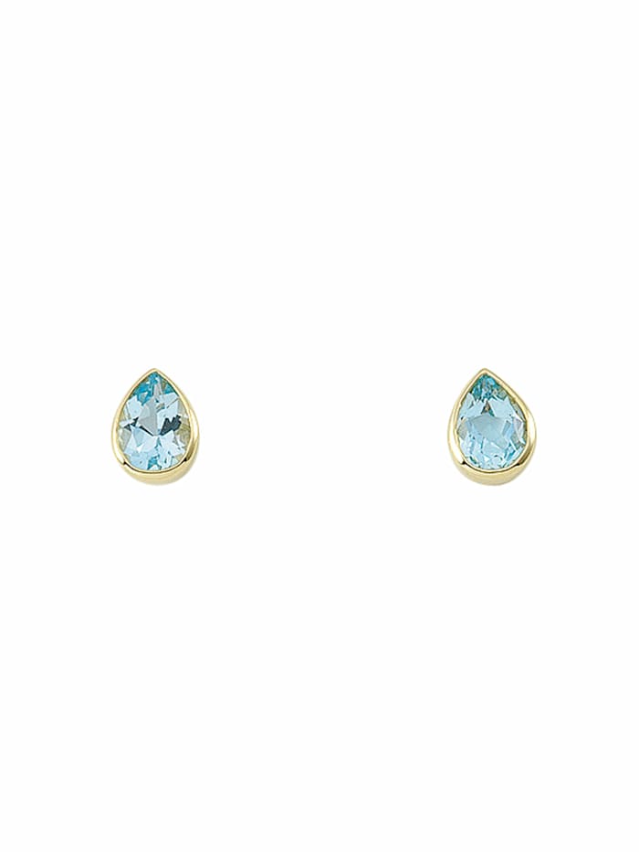 1001 Diamonds 1 Paar  585 Gold Ohrringe / Ohrstecker mit Aquamarin, blau