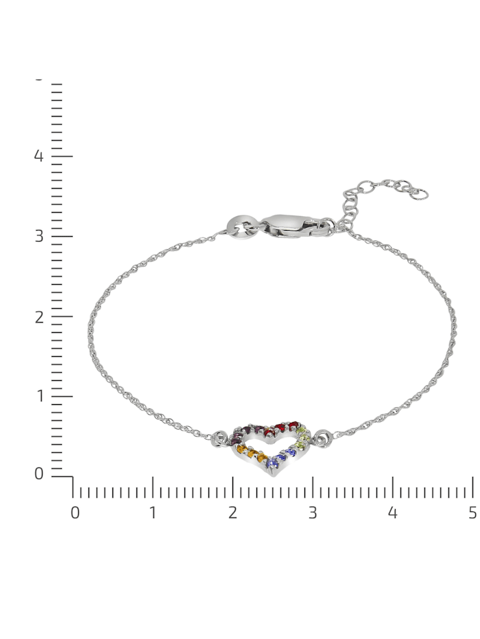 Armband 925/- Sterling Silber Kristall bunt 16+3cm Glänzend