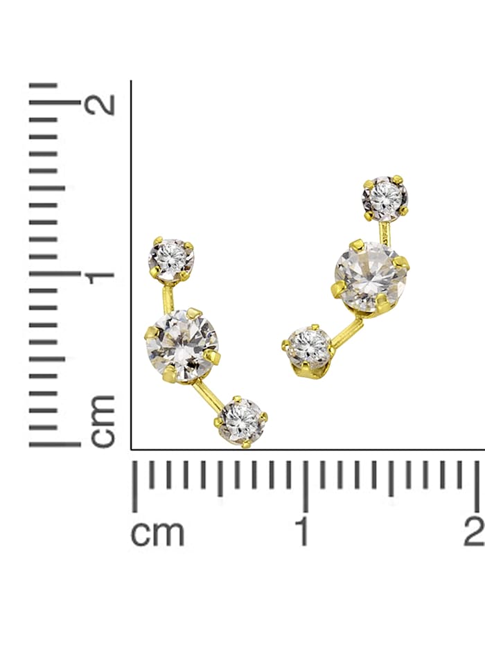 Ohrringe 333/- Gold Bergkristall weiß 1,3cm Glänzend
