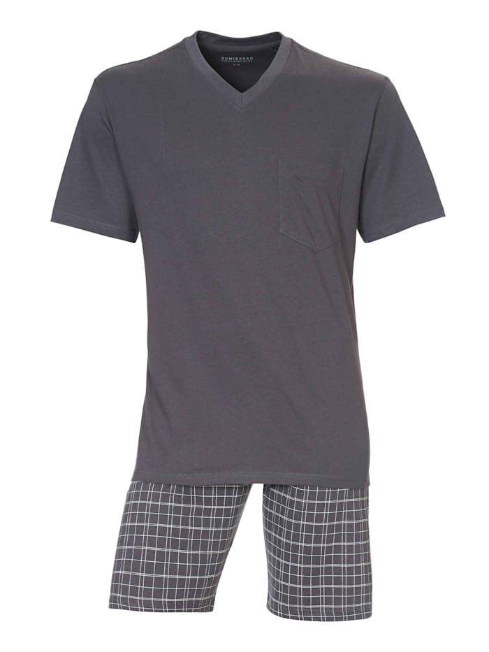 Schiesser Kurz-Pyjama mit Webhose, Grau