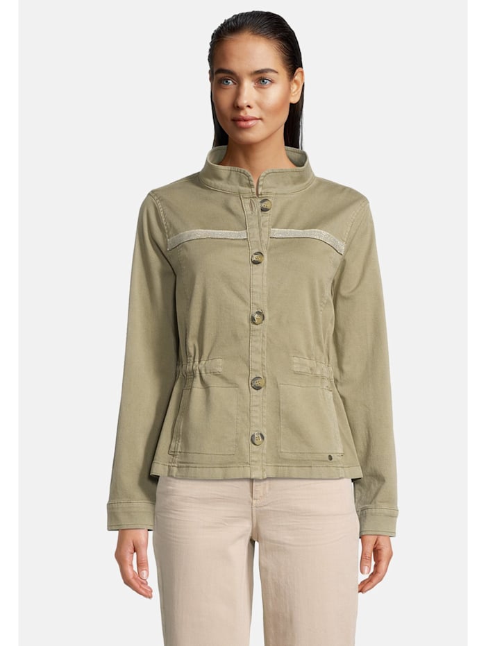 Betty & Co Casual-Jacke mit Taschen Aufgesteppte Bänder, Grün