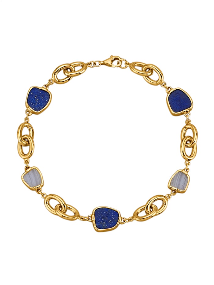 Diemer Farbstein Armband met lapis lazuli en chalcedoon, Blauw