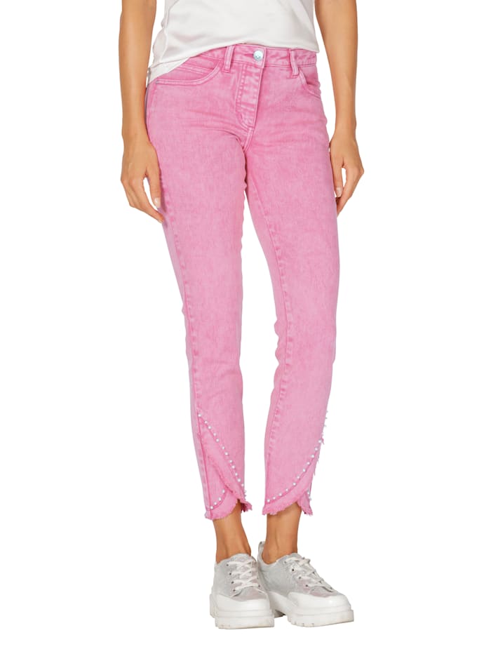 AMY VERMONT Jeans mit Fransen, Pink