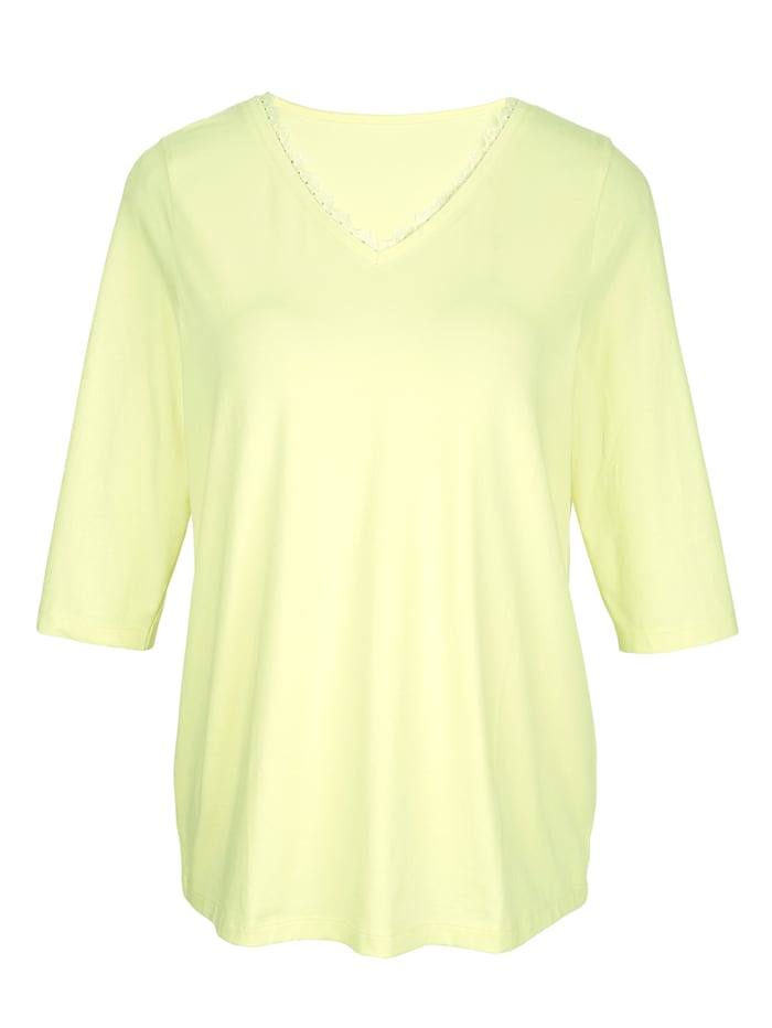 MIAMODA Shirt mit Spitze, Zitronengelb