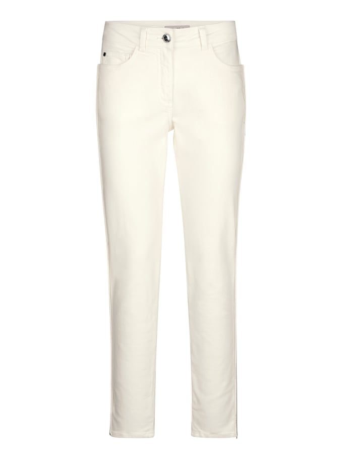 Alba Moda Jeans mit Galonstreifen, Off-white/Goldfarben