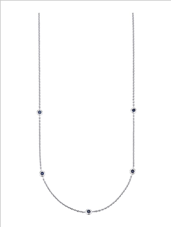 Diemer Farbstein Halskette mit 5 Saphiren, Blau