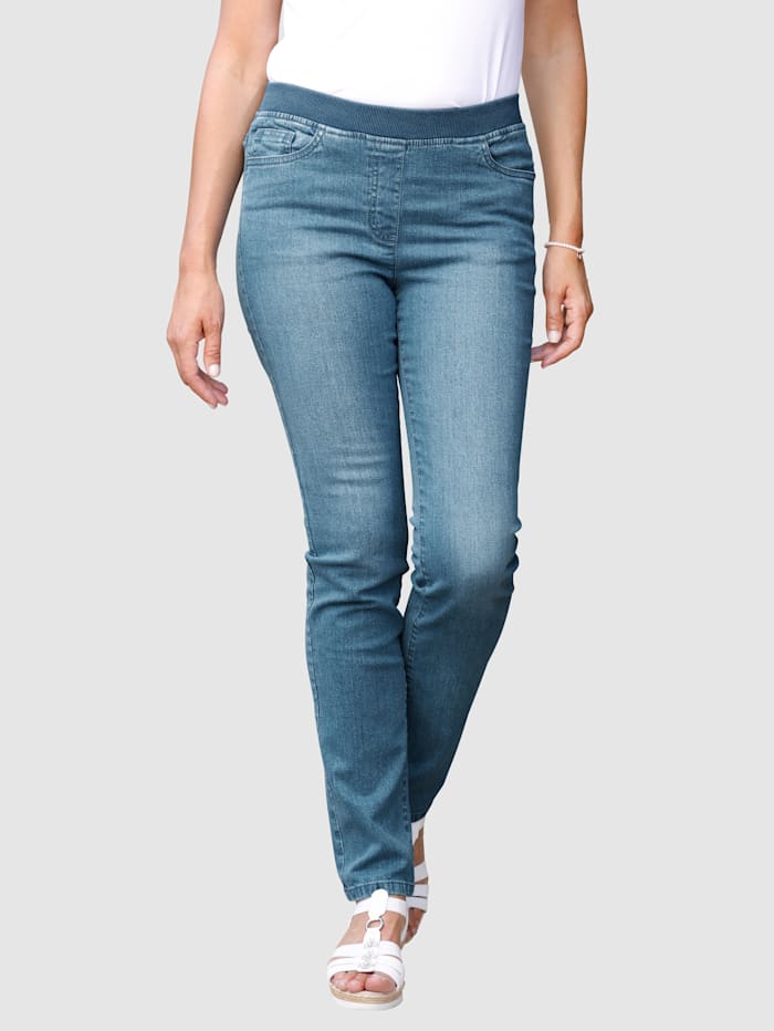 Paola Jeans med elastisk midja, Blue bleached