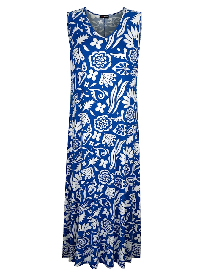 MIAMODA Kleid mit sommerlichem Druck, Royalblau/Weiß