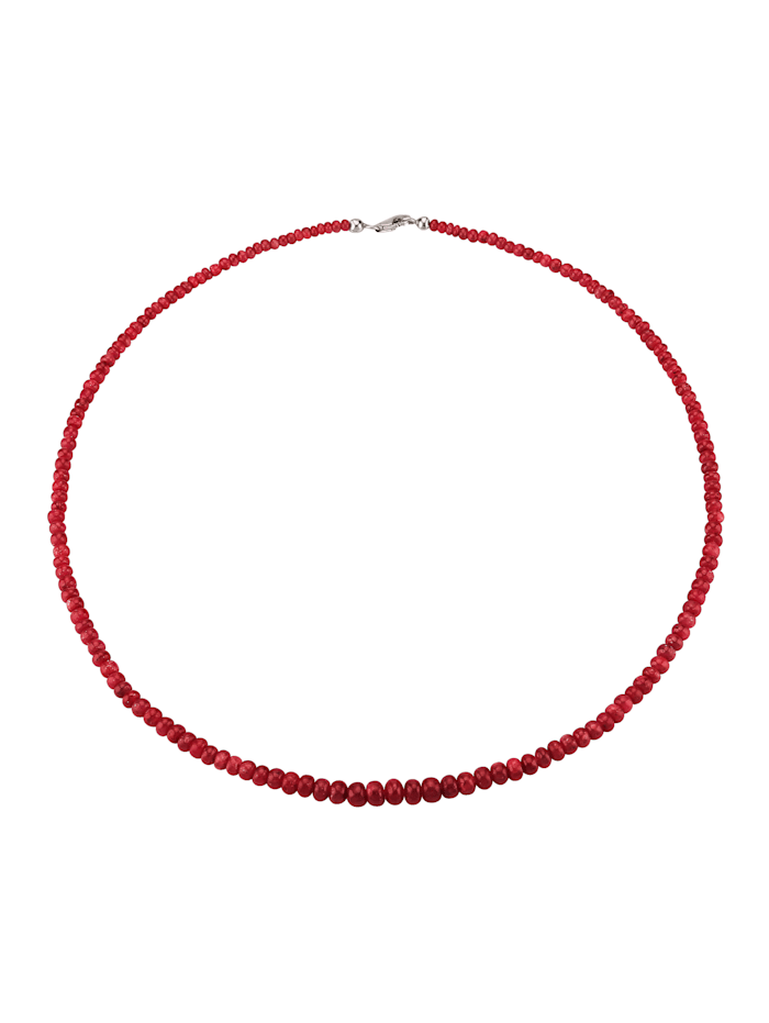 KLiNGEL Collier de rubis en argent 925, avec rubis, Rouge
