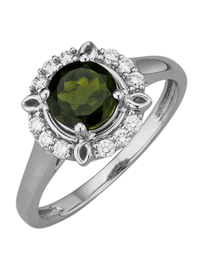 Diemer Farbstein Ring med turmalin och briljanter, Grön