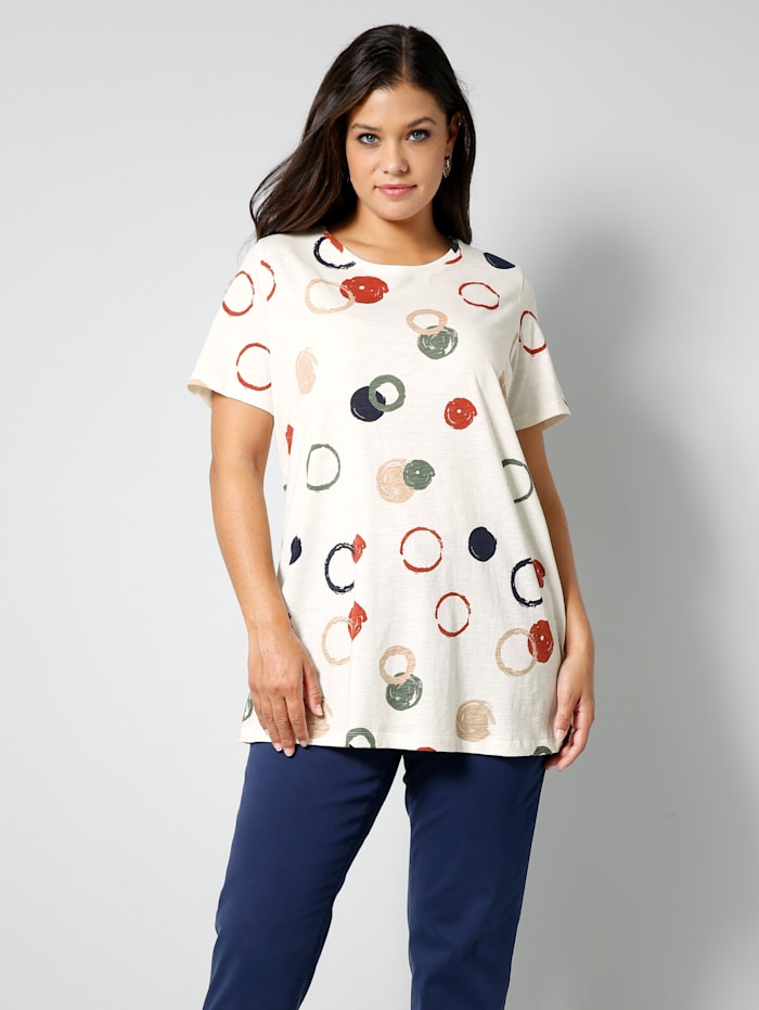 Janet & Joyce Shirt mit Punktedruck, Off-white/Terracotta/Beige