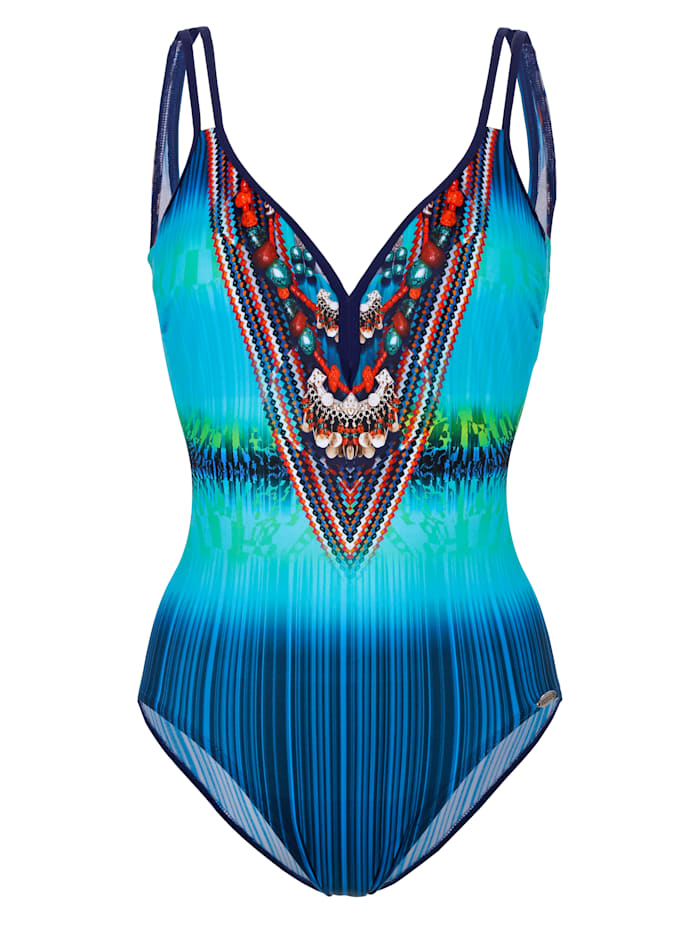 Sunflair Plavky s celoplošným mixom vzorov, tyrkysová