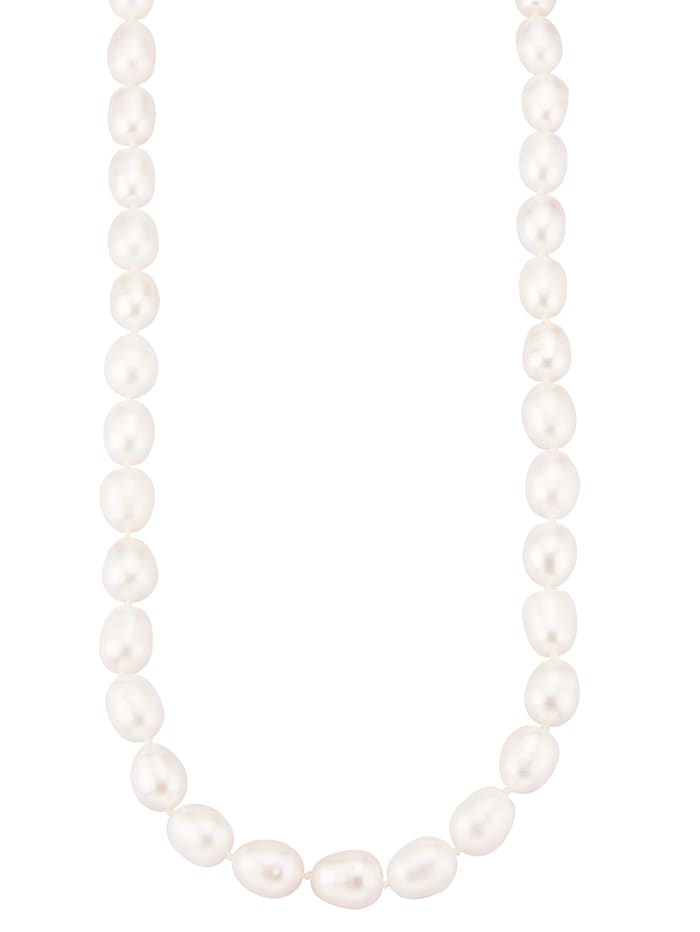 Collier à perles de culture d'eau douce, argent 925, Blanc