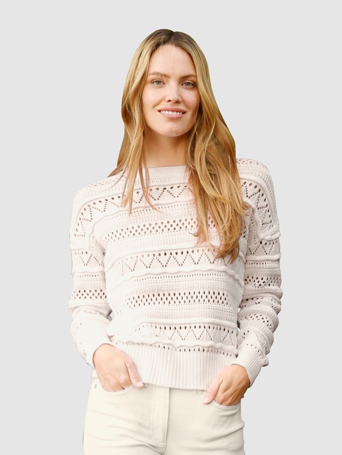 Laura Kent Pullover mit tollem Ajour-Muster, Off-white
