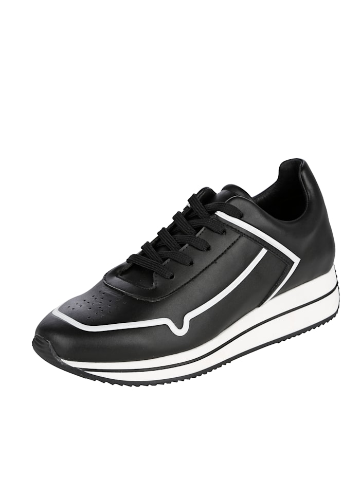 Alba Moda Sneaker met geperforeerde merkinitialen, Zwart/Wit