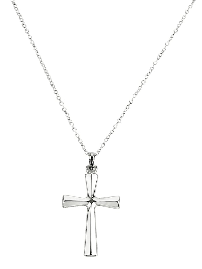 Hanger 'Kruis' met ketting van echt zilver, zilverkleur