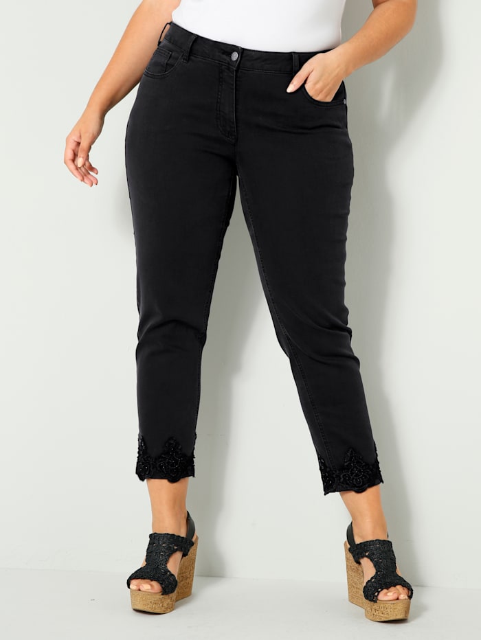Sara Lindholm Jeans met kraaltjes, Black stone