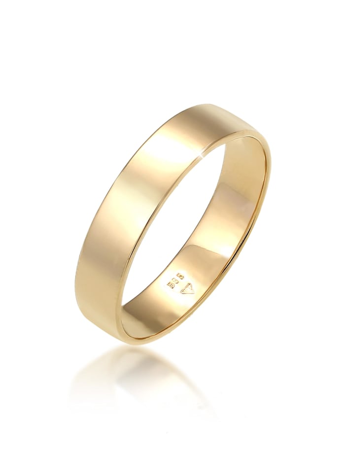Elli Premium Ring Bandring Trauring Basic Hochzeit Paar 585 Gelbgold, Gold
