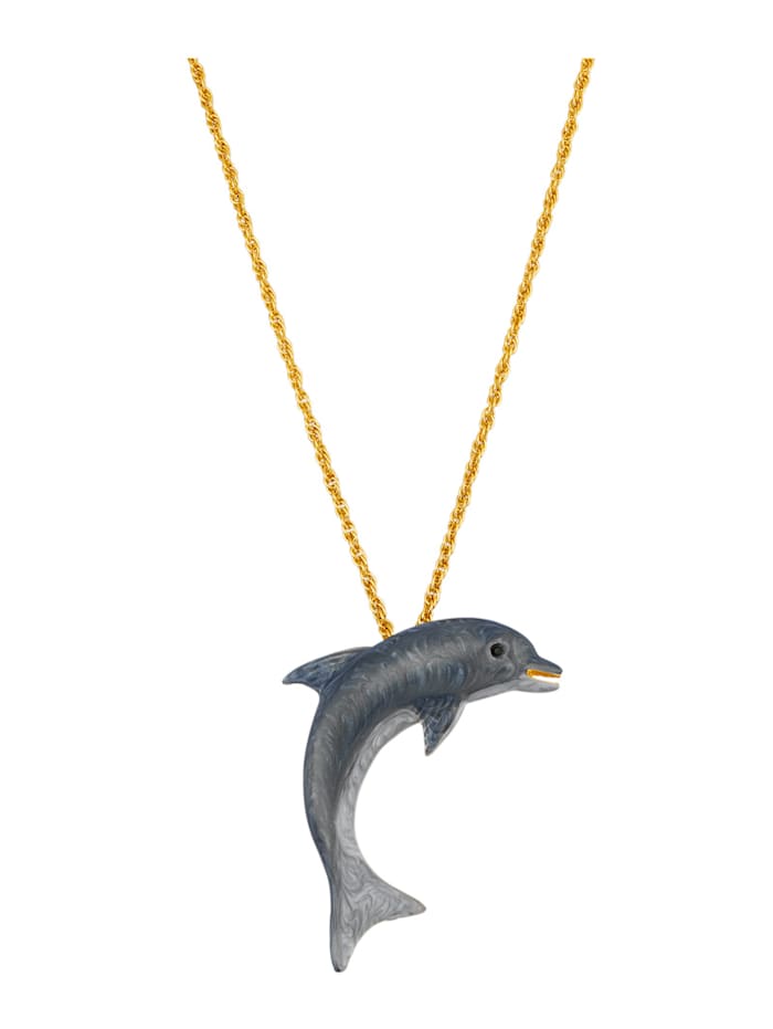 Golden Style Hanger Dolfijn met ketting verguld, Grijs