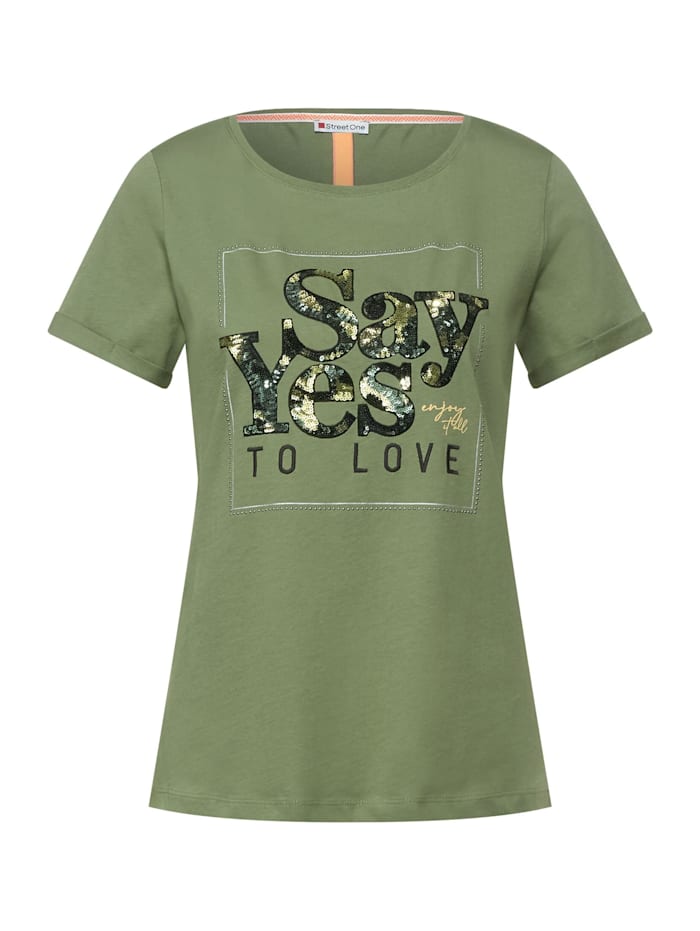 Street One T-Shirt mit Pailletten, fern green