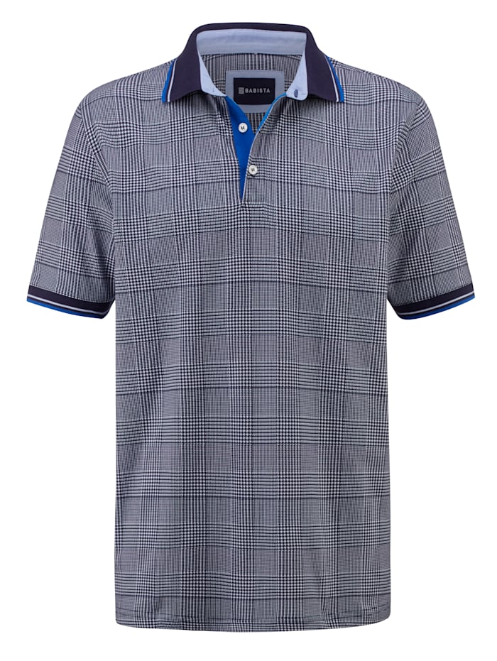 BABISTA Poloshirt mit Hahnentritt Muster, Marineblau/Weiß