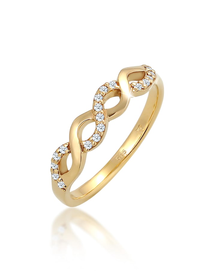 Elli DIAMONDS Ring Infinity Verlobung Diamant (0.09 Ct.) 585 Gelbgold, Weiß