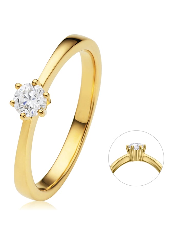 One Element 0,20 ct  Diamant Brillant Ring aus 585 Gelbgold, gold