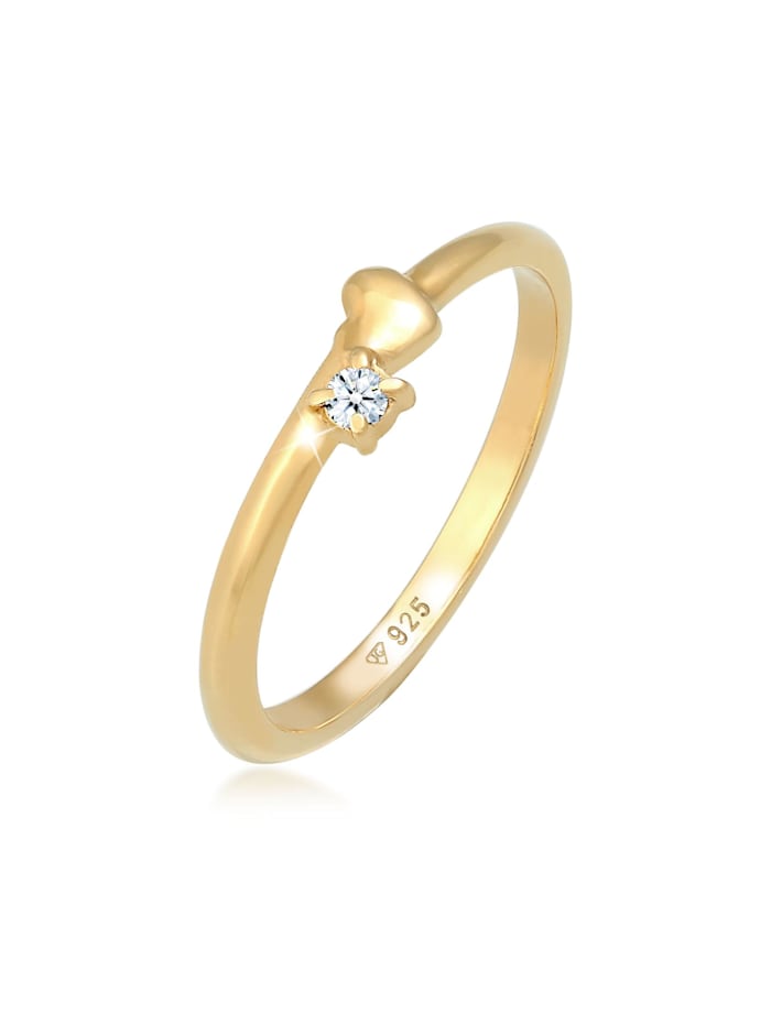 DIAMONDS Ring Diamant (0.03 Ct.) Herz Symbol 925 Sterling Silber, Gold