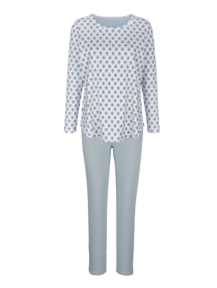 Harmony Schlafanzug mit grafischem Muster, Eisblau/Pflaume