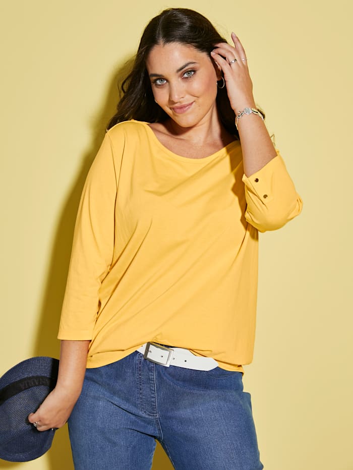 MIAMODA Shirt mit femininem Ausschnitt, Gelb