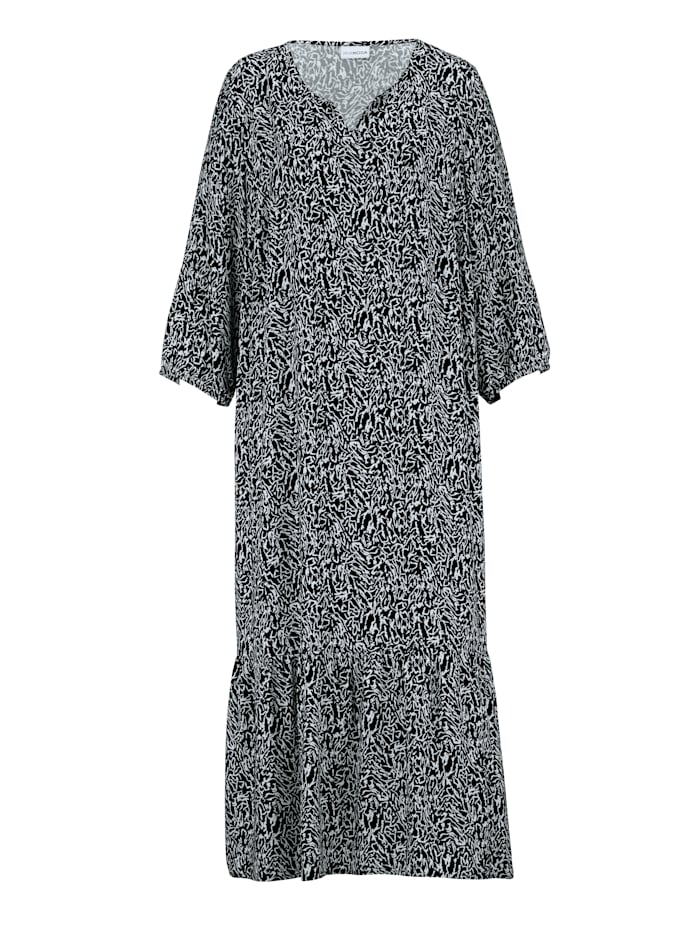MIAMODA Kleid aus reiner Viskose, Schwarz/Weiß