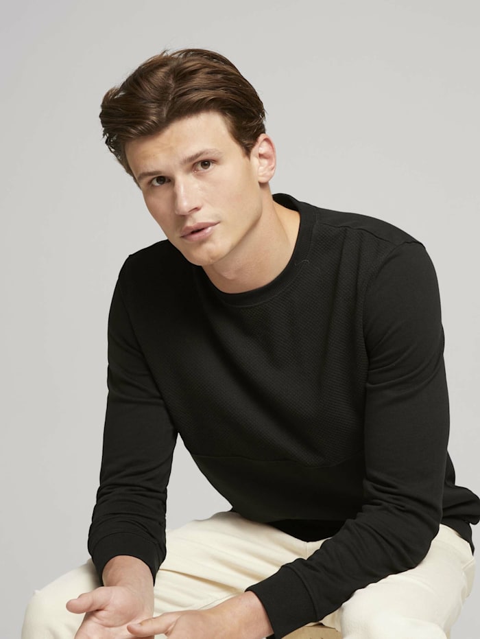 Tom Tailor Denim Sweatshirt mit Struktur, Black