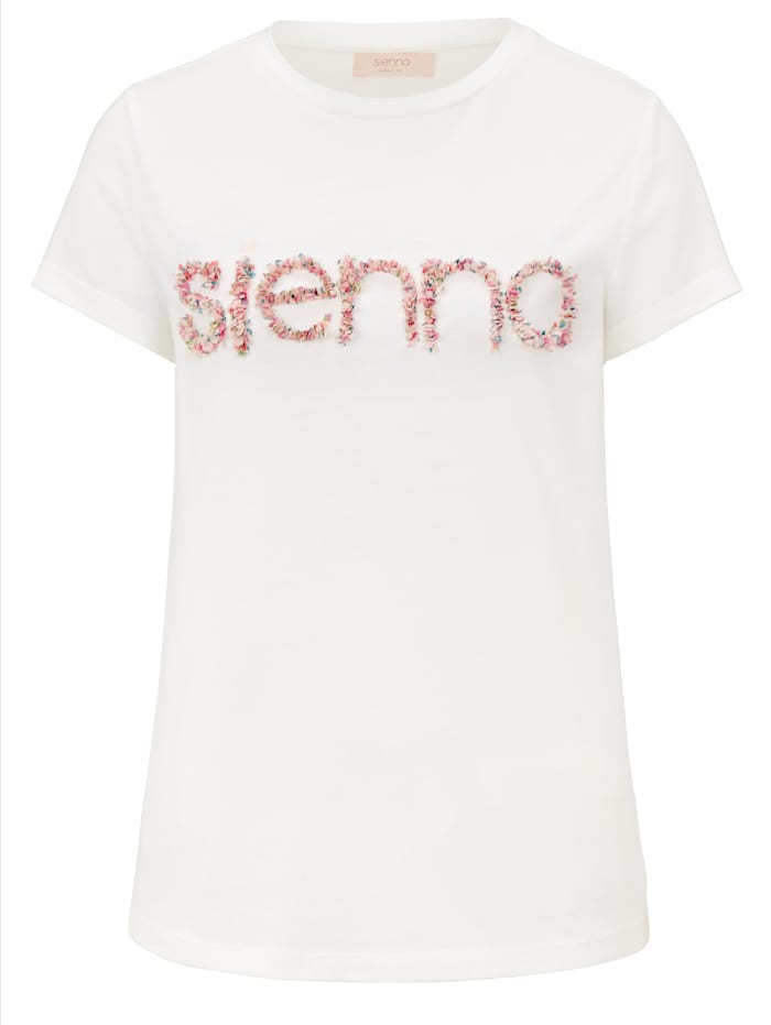SIENNA T-Shirt mit Rüschen-Logo, Off-white