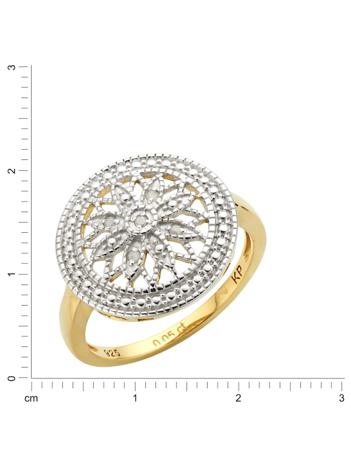 Ring 925/- Sterling Silber Diamant weiß Diamant bicolor 0,05ct.