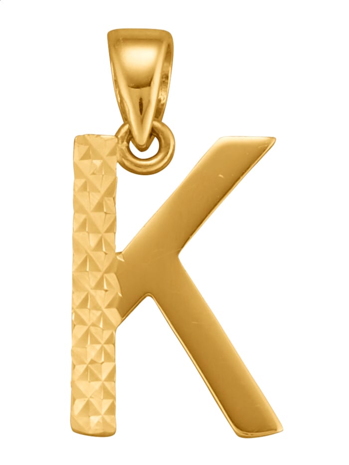 Diemer Gold Buchstaben-Anhänger "K" in Gelbgold 585, Gelbgoldfarben