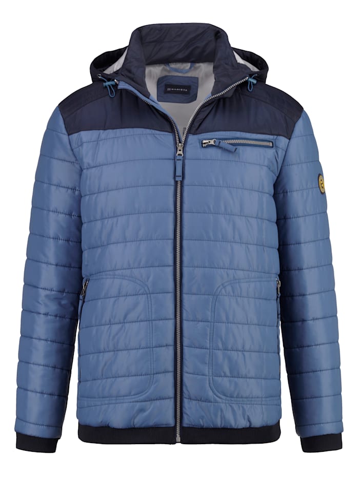 BABISTA Doorgestikte jas met afneembare capuchon, Jeansblauw/Marine