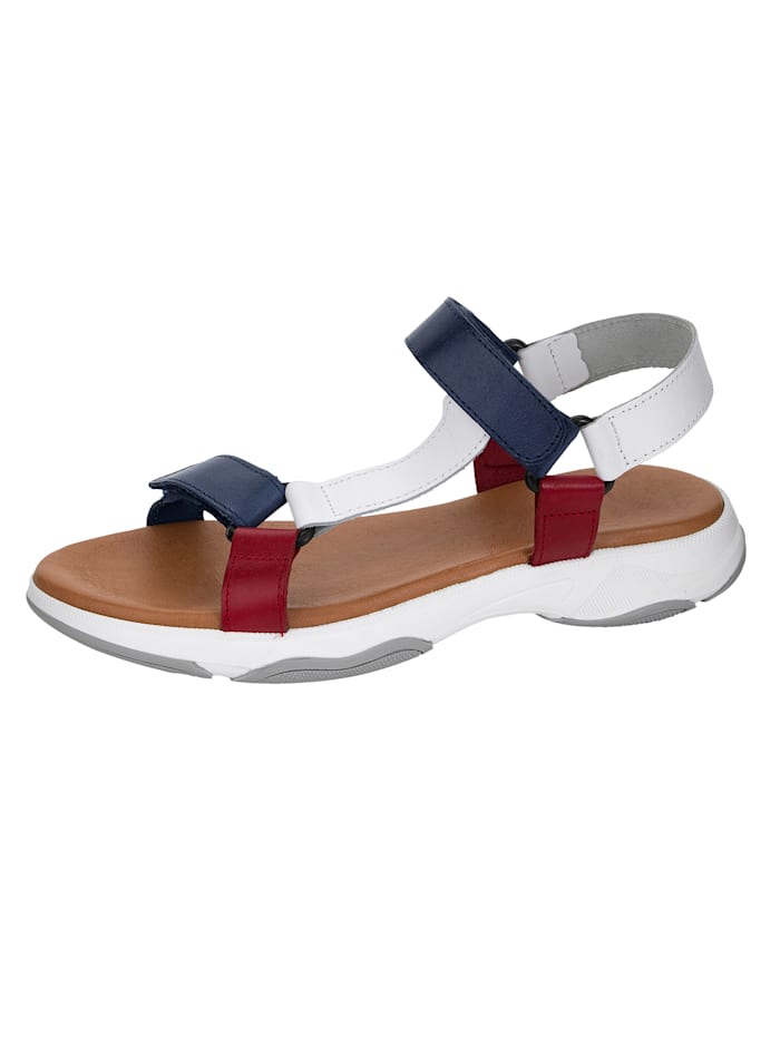 Studio W Sandals with velcro fastening, White/Navy/Red