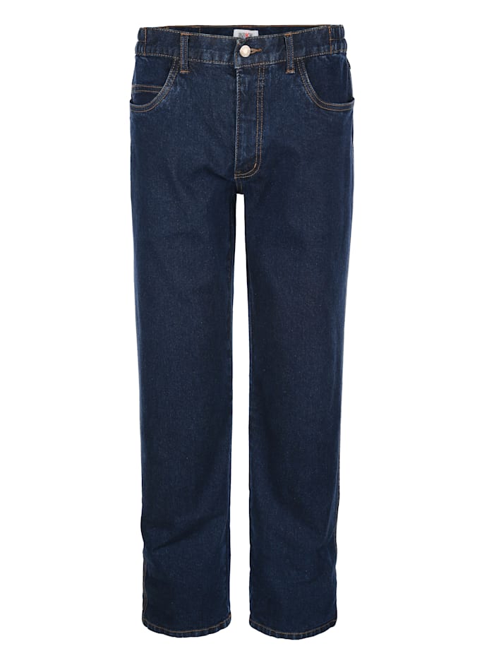 Roger Kent Jeans met elastische bandinzetten opzij, Dark blue