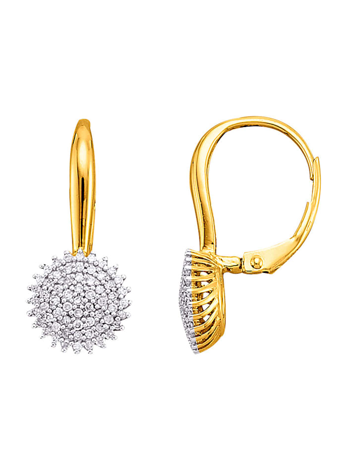 Amara Diamants Boucles d'oreilles en or jaune 585, avec diamants 0,33 ct, Or jaune