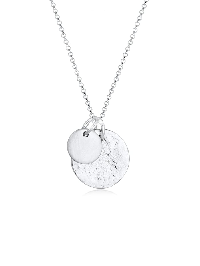 Elli Halskette Plättchen Münzen Geo-Organic Look 925 Silber, Silber