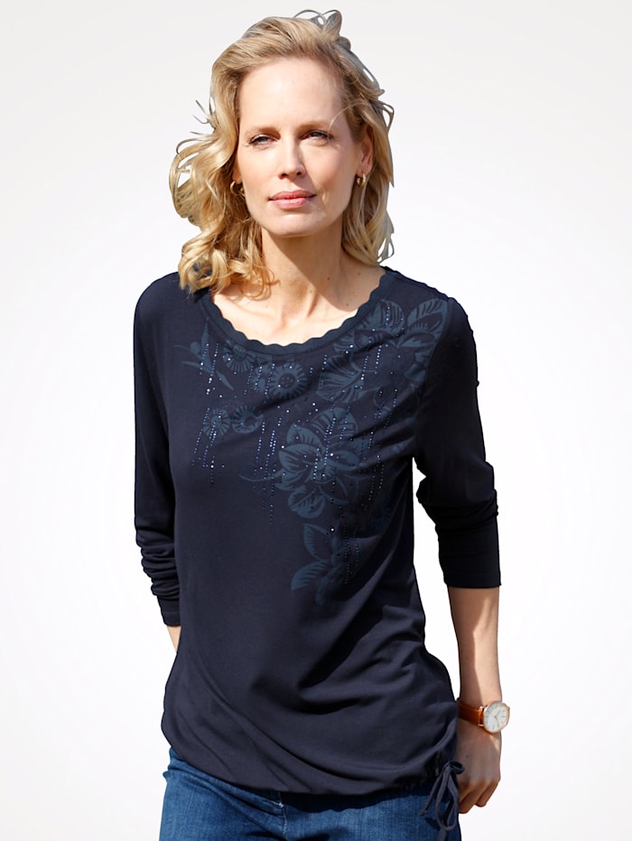 Barbara Lebek Shirt mit einem tonigen Druck, Marineblau