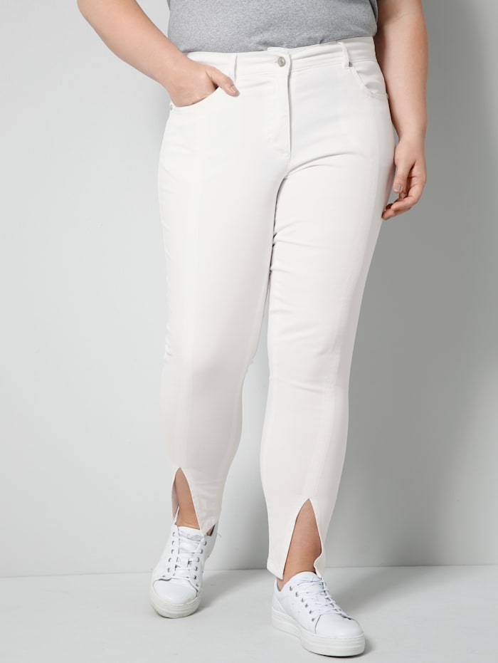 Sara Lindholm Jeans mit streckendem Schlitz am Saum, Weiß