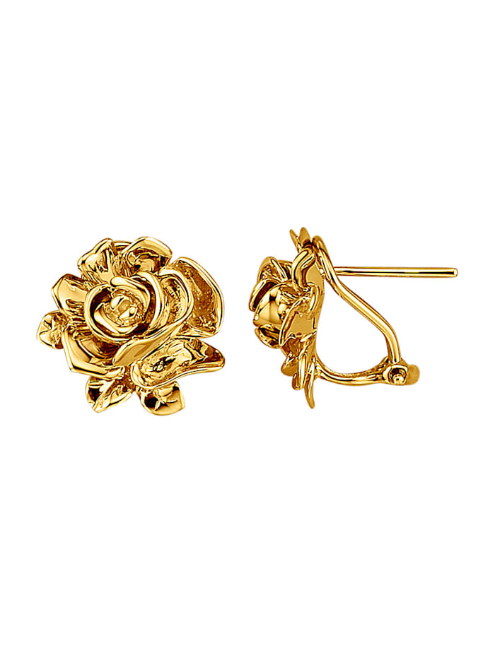 Diemer Gold Boucles d'oreilles "Roses" en or jaune 750, Coloris or jaune