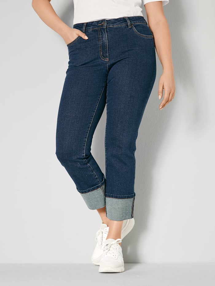 Dollywood Jeans mit fixiertem Umschlag am Saum, Dark blue