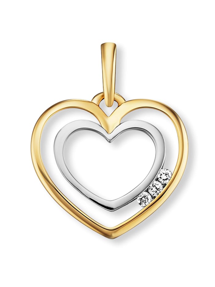 One Element 0.03 ct  Diamant Brillant Herz Anhänger aus 585 Gelbgold, gold
