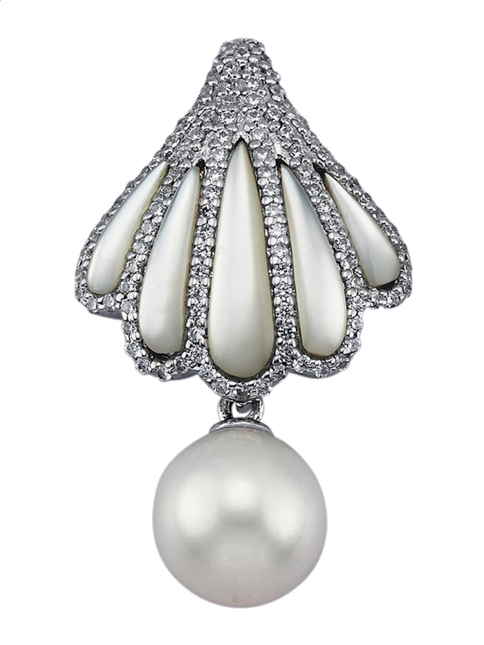 Amara Perles Pendentif avec nacre et perles d'eau douce, Blanc