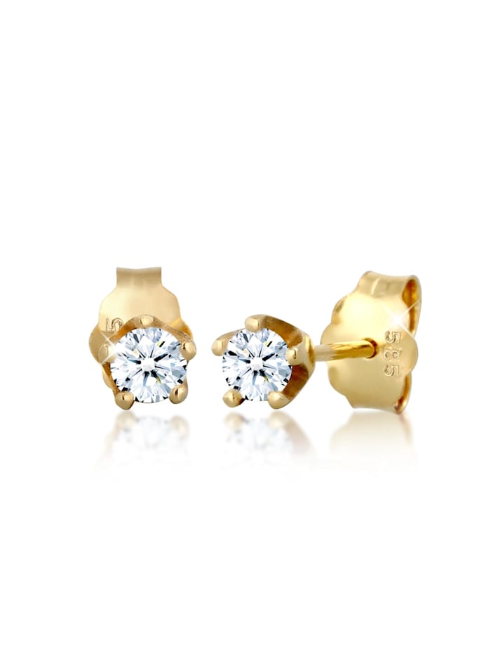 DIAMONDS Ohrringe Klassisch Elegant Diamant (0.22 Ct.) 585 Gelbgold, Weiß