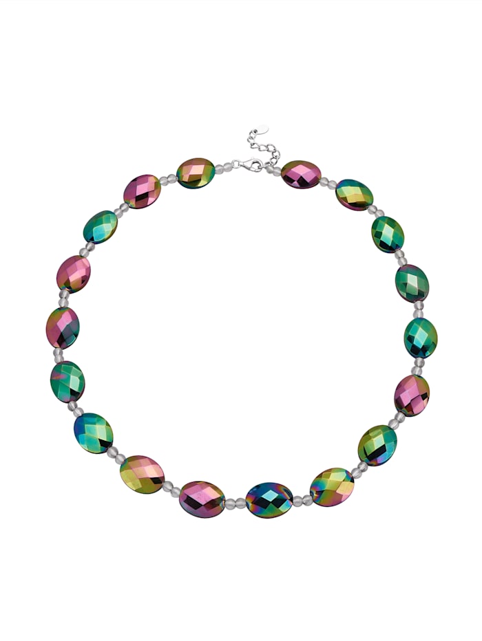 Halskette aus Regenbogen-Achat, Multicolor