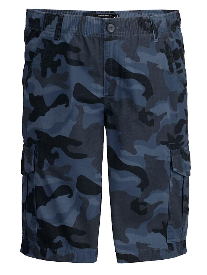 Men Plus Cargobermuda im Camouflage Design, Blau